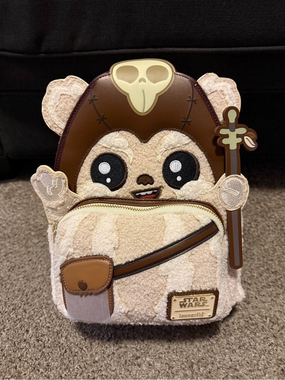 Loungefly Ewok Plush Mini Backpack - Cream, Brown & Black